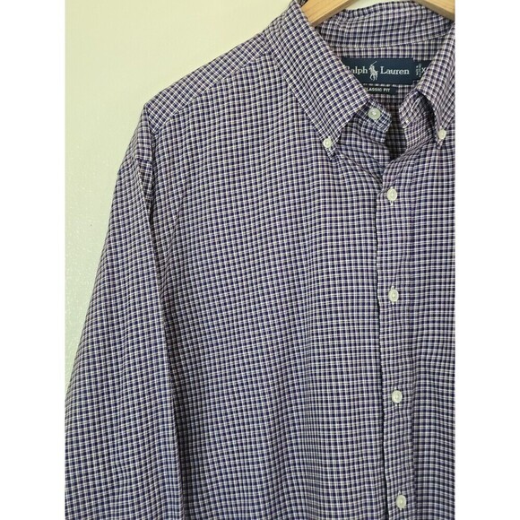Ralph Lauren Classic Fit Long Sleeve Shirt Mens XXL Purple Green Pony Check - Picture 4 of 11